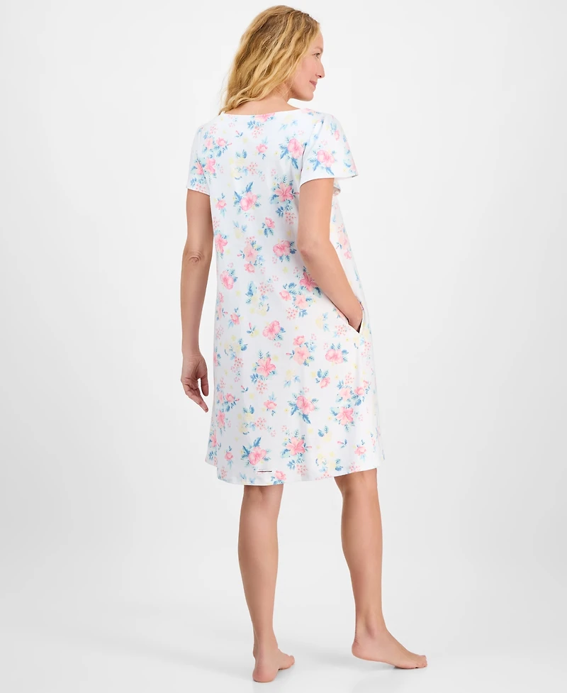 Charter Club Women's Cotton Scalloped Short-Sleeve Chemise, Exclusively at Macy's