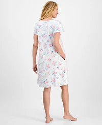 Charter Club Women's Cotton Scalloped Short-Sleeve Chemise, Exclusively at Macy's