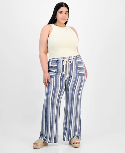 Derek Heart Trendy Plus Printed Rope-Belt Stretch Pants