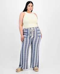 Derek Heart Trendy Plus Printed Rope-Belt Stretch Pants