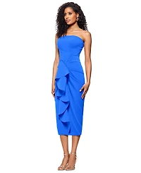 Betsy & Adam Women's Strapless Cascade Ruffle Party Dress