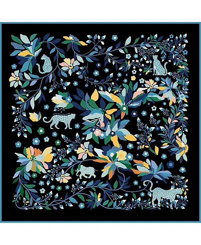 Jessie Zhao New York Double Sided Wool Silk Scarf Of Night Jungle Reverie
