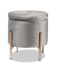 Baxton Studio Malina Contemporary Glam and Luxe Pink Velvet Fabric Upholstered and Gold Finished Metal Storage Ottoman