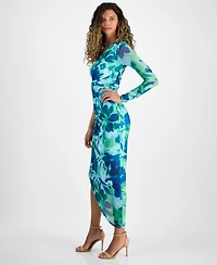 Rachel Rachel Roy Women's Quinn Floral Asymmetric Mesh Midi Dress