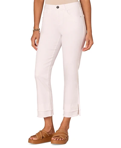 Democracy Petite Frayed-Cuffed Side-Slit Denim Jeans