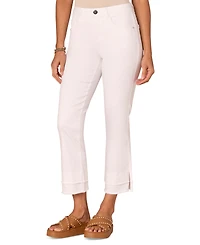 Democracy Petite Frayed-Cuffed Side-Slit Denim Jeans