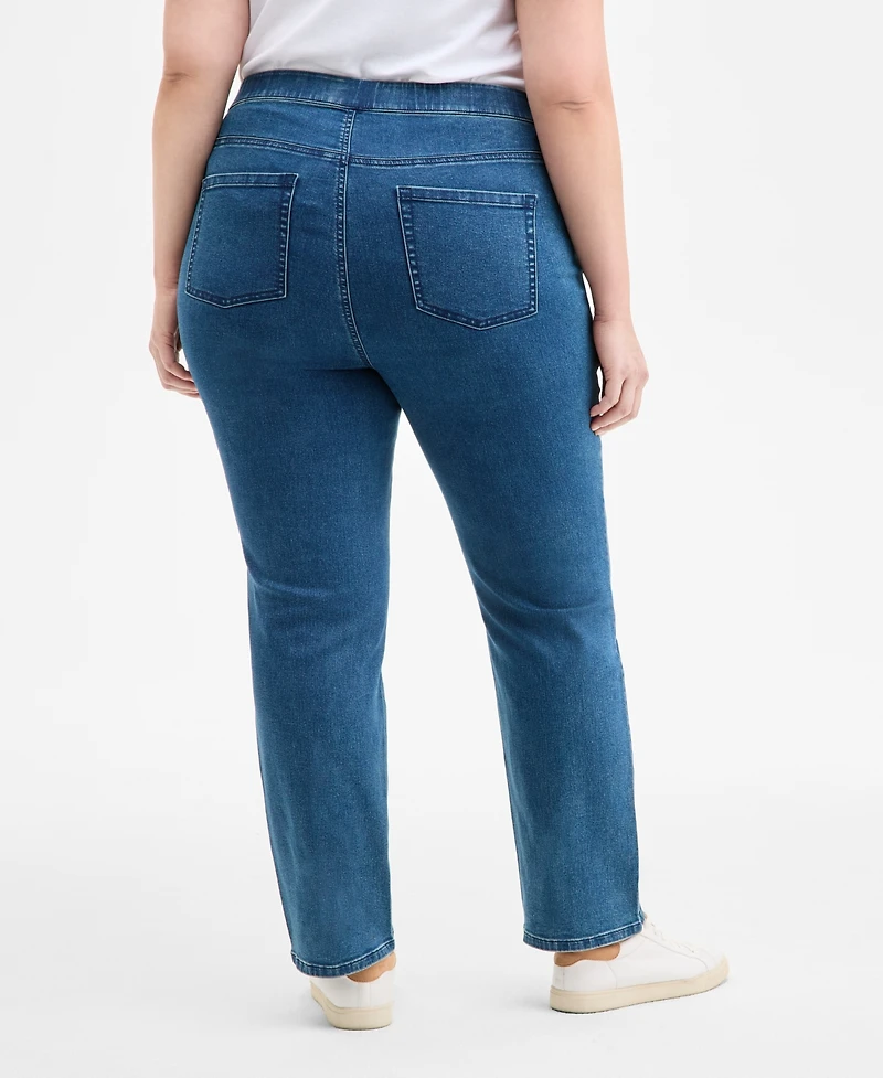 Style & Co Plus Straight-Leg Pull-On Jeans, Exclusively at Macy's