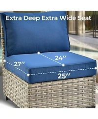 Xizzi Outdoor Patio Furniture Set,6 Pieces Rattan Sectional Set,Outside Coversation Set with Extra Deep Sofa Couch and Solar C