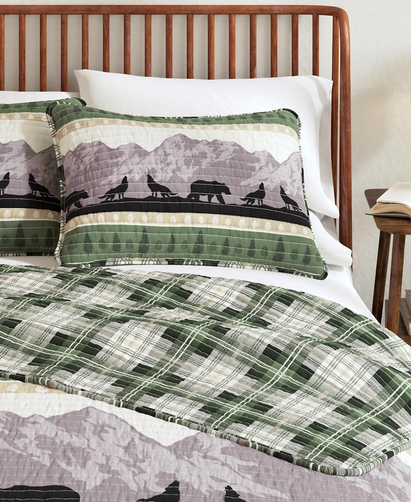 Linery & Co. Mountain Scape & Plaid Microfiber Quilt Set With Shams