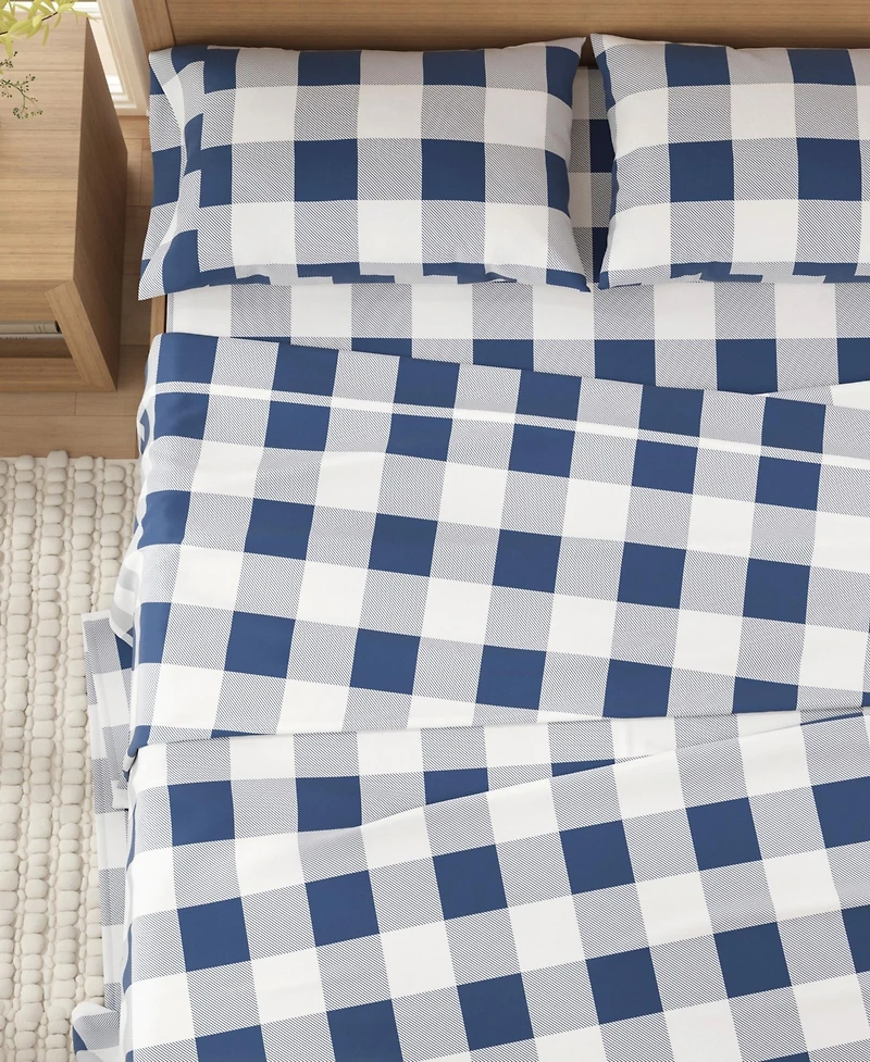 Linery & Co. 100% Turkish Cotton Flannel Printed Sheet Set - Buffalo check