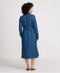 Lands' End Women's Soft Denim Midi Shirt Dress
