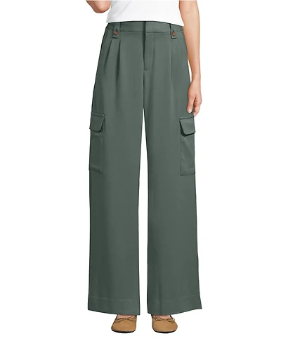 Lands' End Women's Soft Polish Cargo High Rise Wide Leg Pants