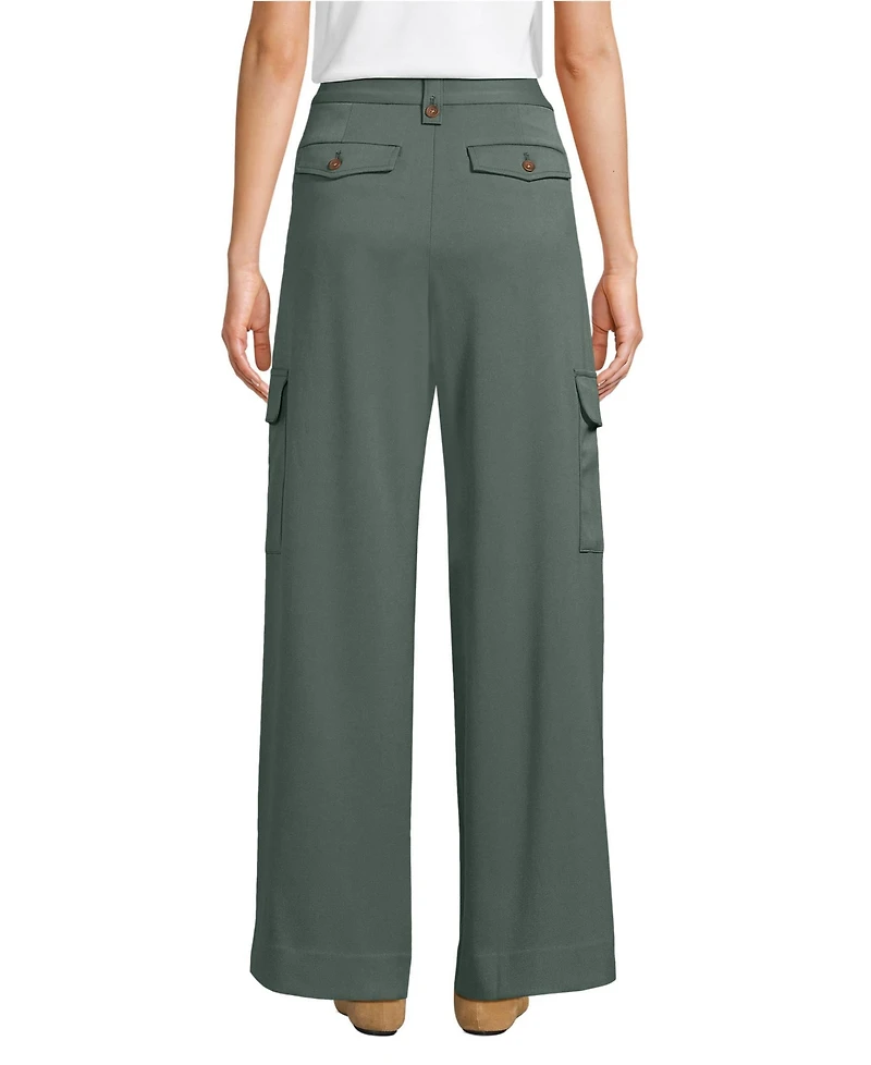 Lands' End Women's Soft Polish Cargo High Rise Wide Leg Pants