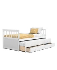 Twin Captain's Bed with Trundle and 3 Storage Drawers
