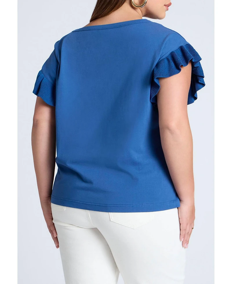 Eloquii Women's Ruffle Sleeve Tee