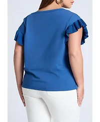 Eloquii Women's Ruffle Sleeve Tee
