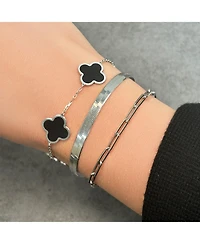 The Lovery Large Onyx Clover Bracelet 14K White Gold