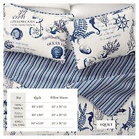 Linery & Co. Navy Nautical Pattern Microfiber Quilt Set With Shams