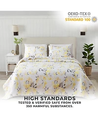 Linery & Co. Watercolor Flowers Microfiber Quilt Set With Shams