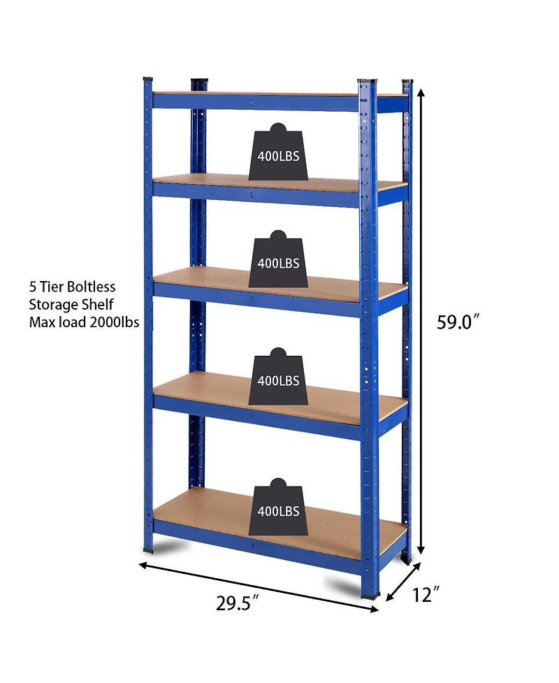 29.5 x 59 Inch Adjustable 5-layer 2000 lbs Capacity Tool Shelf