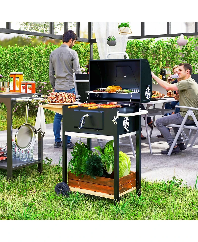 Outsunny Charcoal Bbq Grill, Outdoor Portable Grill,