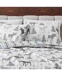 Linery & Co. Moose & Evergreens Microfiber Quilt Set With Shams - Moose
