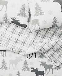 Linery & Co. Moose & Evergreens Microfiber Quilt Set With Shams - Moose