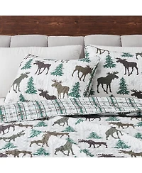 Linery & Co. Moose Evergreens Microfiber Quilt Set With Shams