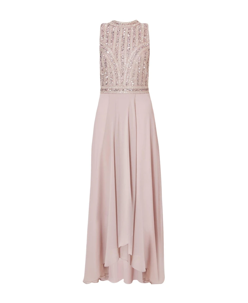 Quiz Women's Embellished High Neck Chiffon Skirt Maxi