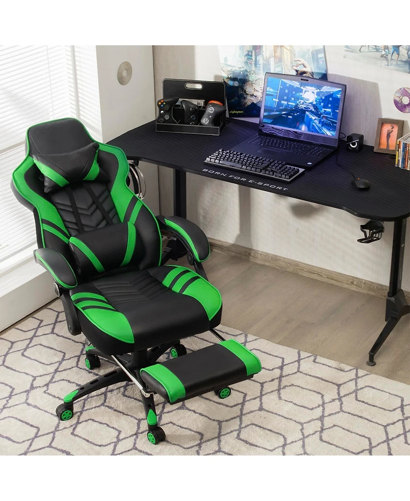 Adjustable Gaming Chair with Footrest for Home Office