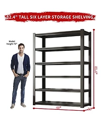 82"H 6 Tier Metal Shelves for Storage Garage Shelving 2400LBS Heavy Duty Storage Shelves Adjustable Garage Shelf Industrial Shelving Unit Storage Util