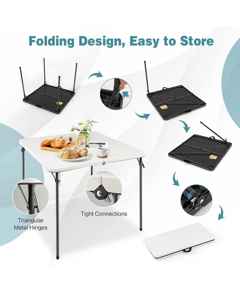 Folding Camping Table with All-Weather Hdpe Tabletop and Rustproof Steel Frame