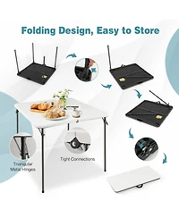 Folding Camping Table with All-Weather Hdpe Tabletop and Rustproof Steel Frame