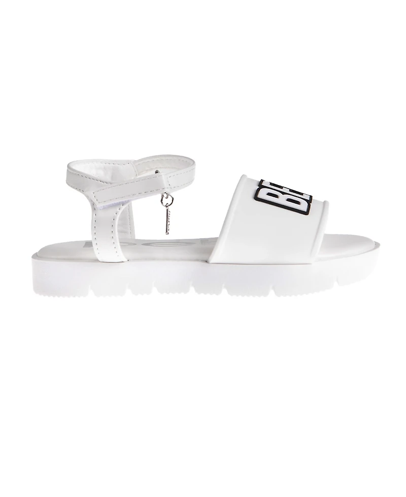 Bebe Little Girls Flat with Rhinestone Dangle Charm Sandals