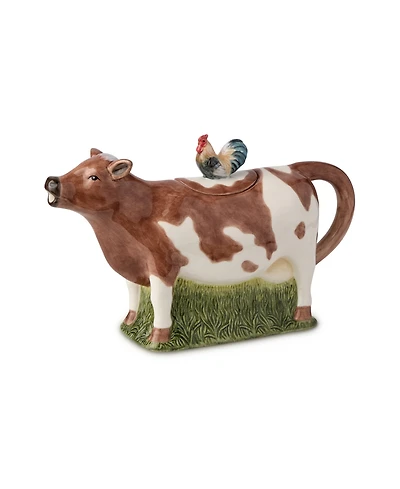 Certified International Vintage Farm 3-d Cow Teapot