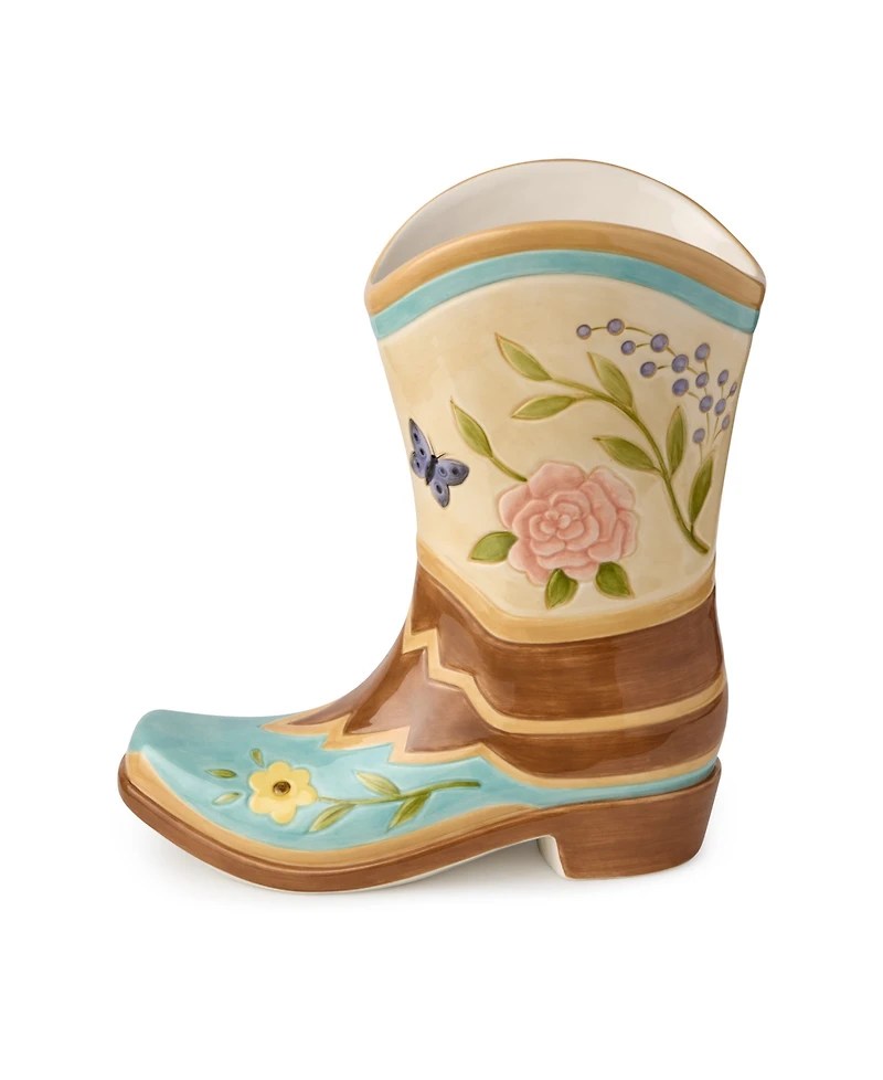 Certified International Rosewood 3-d Boot Vase