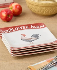 Certified International Vintage Farm Dinner Plates, Set of 4, Service for 4