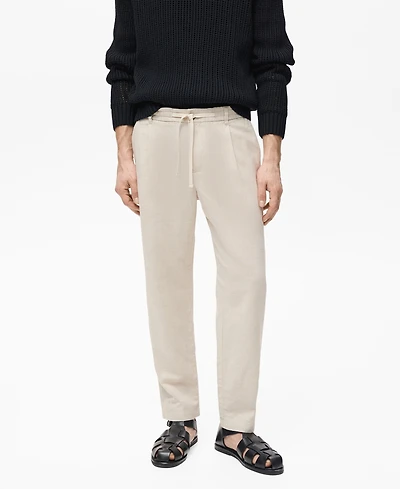 Mango Men's Slim-Fit Linen-Blend Drawstring Pants