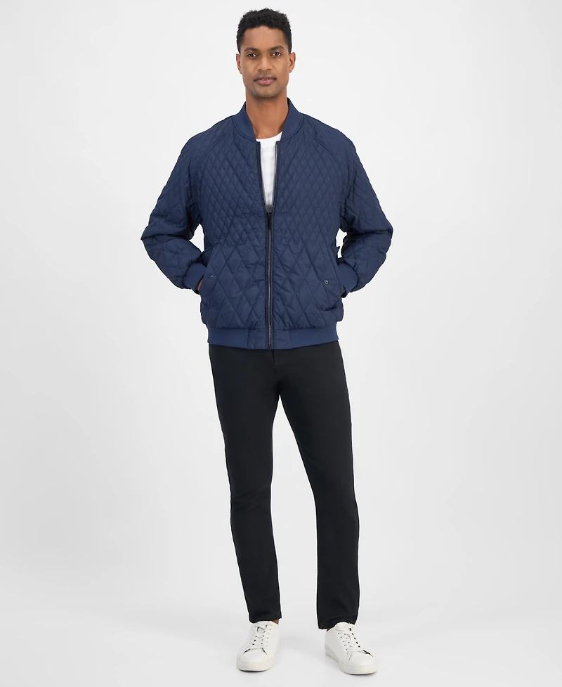 Karl Lagerfeld Men's Quilted Water-Resistant Bomber Jacket