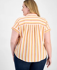 Style & Co Plus Striped Camp Shirt, Exclusively at Macy's
