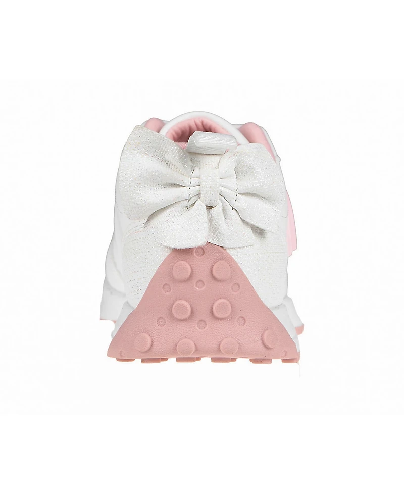 Bebe Little Girls with Bebe Medallion and Double Layer Bow at Back Jogger Sneakers