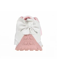 Bebe Little Girls with Bebe Medallion and Double Layer Bow at Back Jogger Sneakers