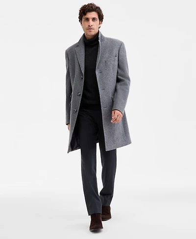 Men's Classic-Fit Twill Wool-Blend Overcoat
