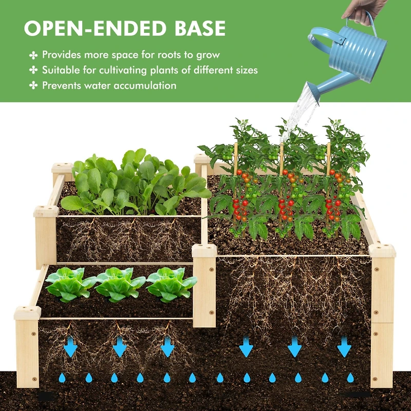 3-Tier Outdoor Raised Garden Bed Vegetable Planter Box for Patio Lawn Backyard