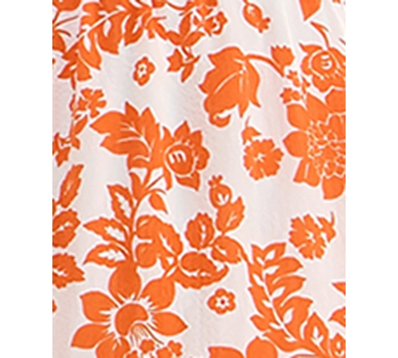 Crystal Doll Juniors' Floral-Print Bow-Back Puff-Sleeve Woven Dress