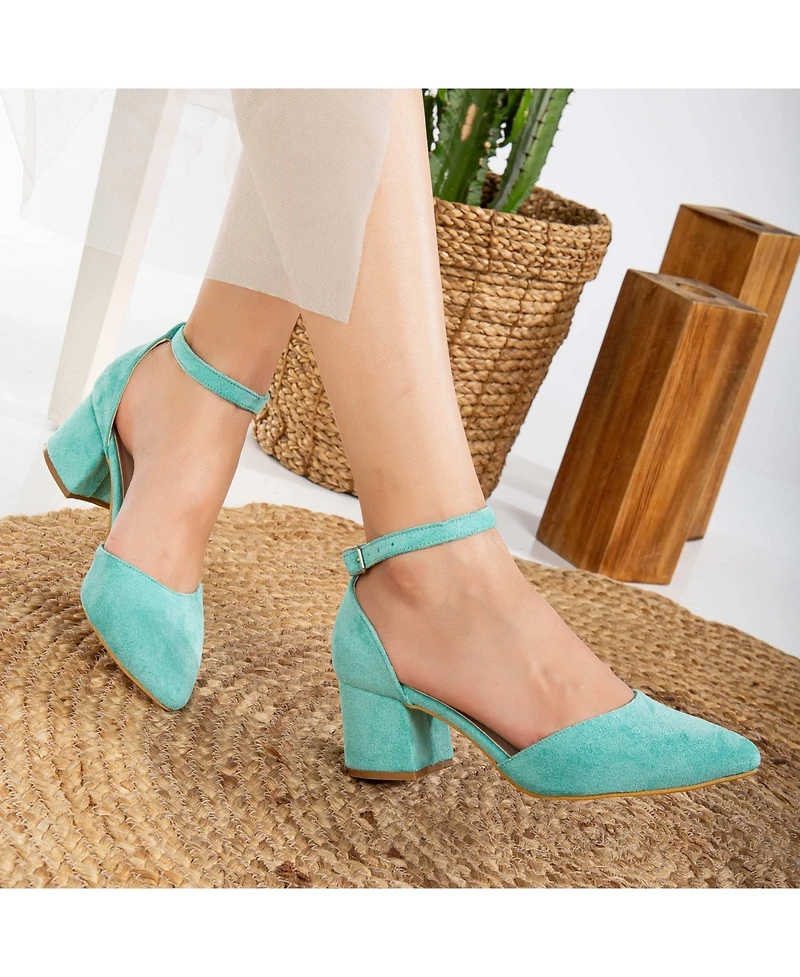 Miranda Low Block Heels with Pearls