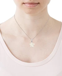 Mother-of-Pearl (18mm) Flower 18" Pendant Necklace in Sterling Silver