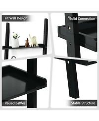 5-Tier Wall-leaning Ladder Shelf Display Rack for Plants and Books