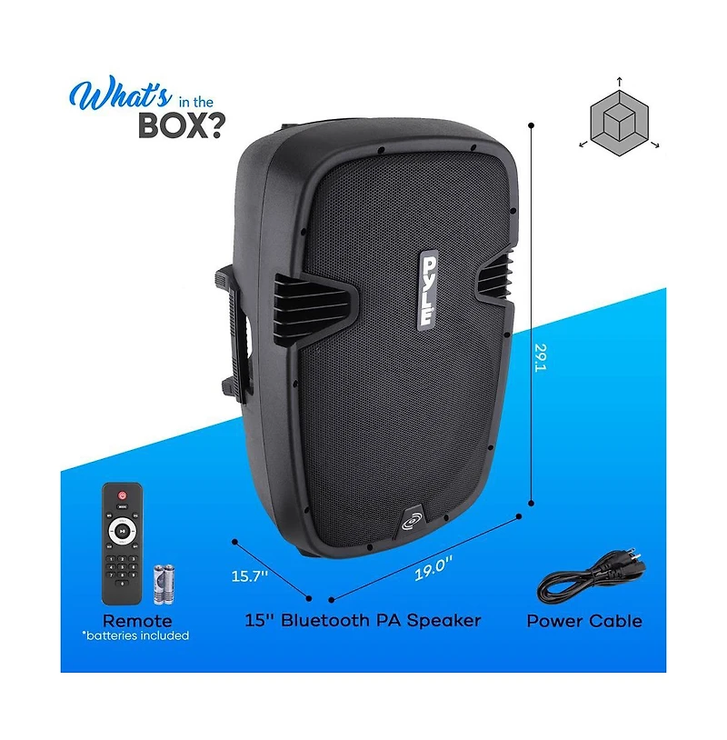 SereneLife 15" Bluetooth Pa Speaker System with Recording & Fm Radio, 1200W