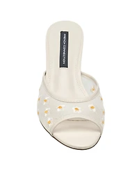 French Connection Nancy Mesh Embroidered Kitten Heel